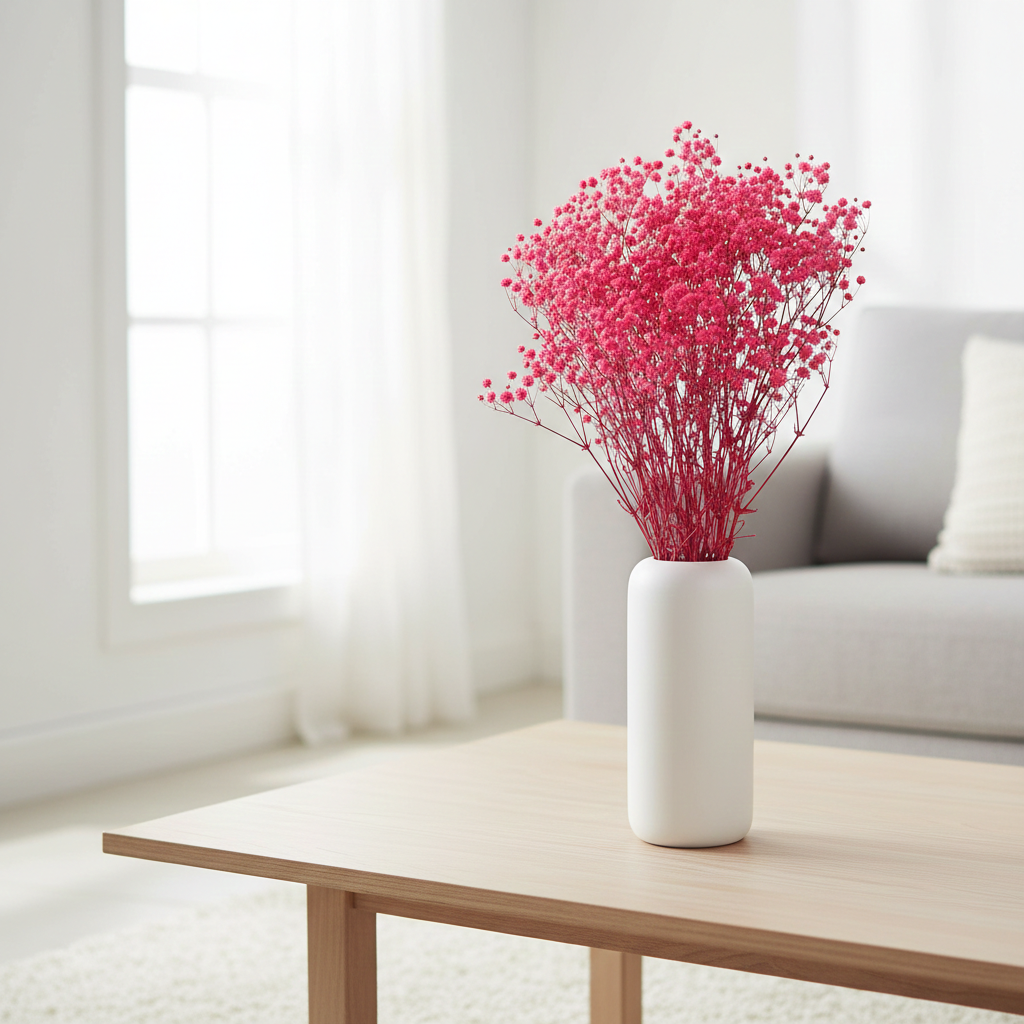 Stabilizovaná Gypsophila box pro aranžování - tmavě růžová detail